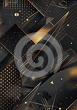 A modern vector illustration of an abstract geometric background with golden accents