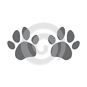Modern vector illustration of dog footprints. Icon of dog paw.