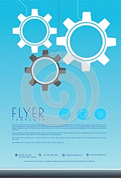 Blue Gear Network Illustration for Technology and Engineering Concept