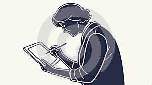 Person Using Digital Tablet with Stylus, vector design Generative AI
