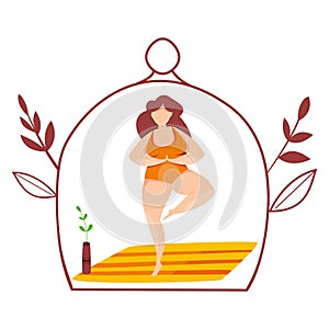 Modern vector illustration of quarantine. Self isolation. Epidemic and pandemic. Meditation and way to yourself. Yoga at