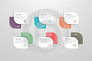 Modern vector infographic with 6 steps or processes elements.