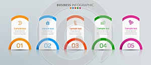 Modern vector  infographic template with 5 steps for business