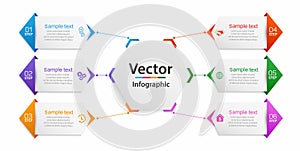 Modern vector  infographic template with 6 steps for business