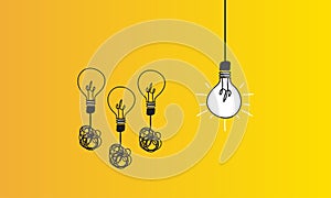 Modern vector light bulb icons. Brainstorming concept and creative process, creative and innovative ideas. Vector illustration