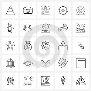 Modern Vector Line Illustration of 25 Simple Line Icons of medical, health, image, care, business