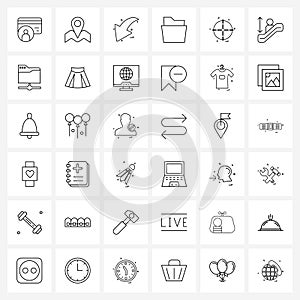 Modern Vector Line Illustration of 36 Simple Line Icons of focus, targeted, direction, target, file