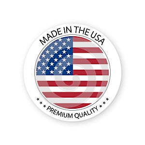 Modern vector Made in the USA label isolated on white background