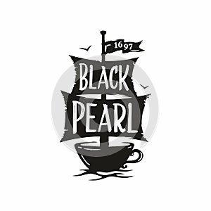 Modern vector professional sign logo cafe black pearl