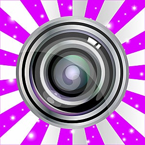 Modern vector realistic lens design on violet vintage background