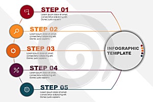 Modern vector startup progress wizard template with 5 steps