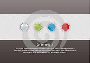 Modern vector template. Soft gray stripped background and four b