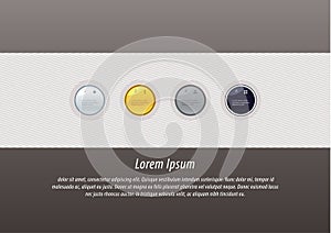 Modern vector template. Soft gray stripped background and four b