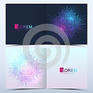 Modern vector template for square brochure leaflet flyer cover catalog poster advert. Business, science and technology