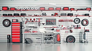 Modern Vehicle Service Garage with Organized Tools