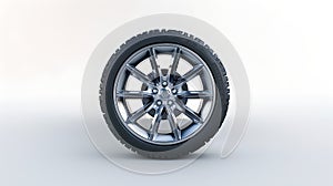 Modern Vehicle Tire and Alloy Wheel on a Plain Background. High-Quality Render for Automotive Concepts. Durable Car Tire