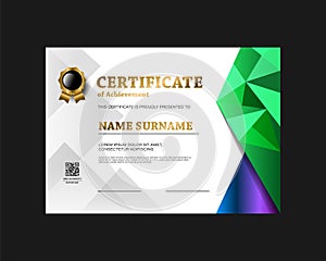 Modern vibrant gradient certificate of achievement border template design