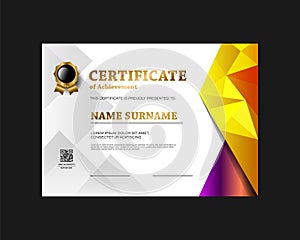 Modern vibrant gradient certificate of achievement border template isolated