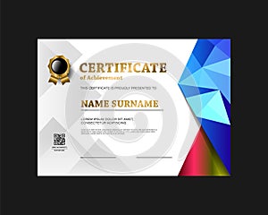 Modern vibrant gradient certificate of achievement border template vector