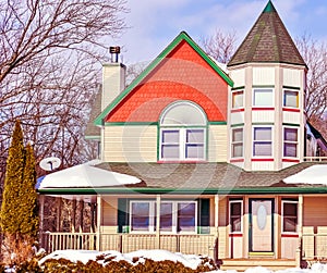 Modern Victorian House with Turret Tower