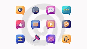 Modern Video Chat Bubbles Icon for Communication Apps and Websites