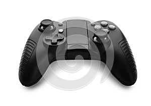 Modern video game controller on white
