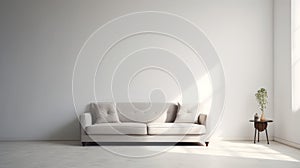 Modern Vignette: Light Grey Sofa In A Luminous White Room