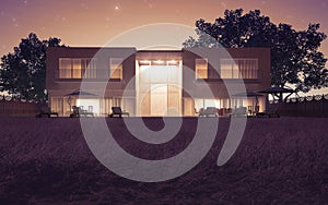 Modern villa night view
