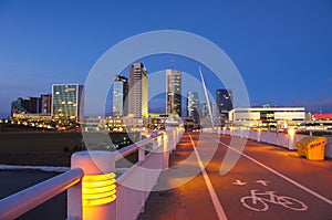 Modern Vilnius, night scene with skyscrapers