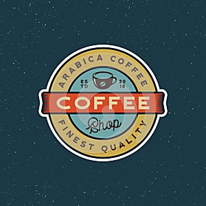 Modern vintage coffee shop label. vector illustration