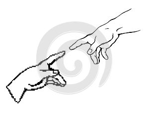 Hands of the creation of Adam. Vector drawing