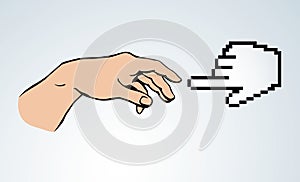 Hands of the creation of Adam. Vector drawing