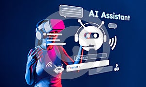 Modern Virtual Reality Experience with AI Assistant and Chatbot Features in a Futuristic Setting XDMCP