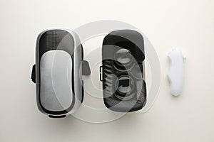 Modern Virtual Reality Headset with Controller on White Background Ã¢â¬' Immersive VR Technology Concept