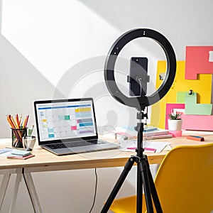 Modern Vlogger Setup for Live Streaming and Content Creation