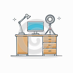 Modern Vlogger and Streamer Workspace Illustration