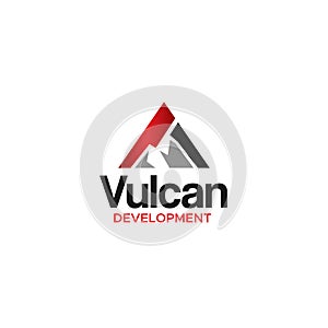 Modern Vulcan Development Mountain logo design
