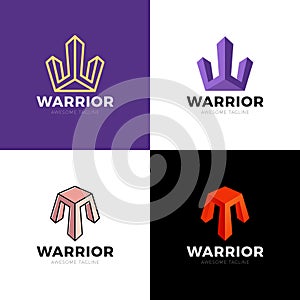 Modern W letter company logo, clean design. warrior logo. letter W and helmet icon vector. knight logotype template