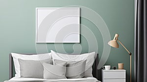 Modern Wall Art Frame Mockup For Hyper-realistic Bedroom Interior