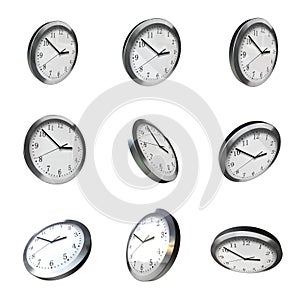 Modern wall clock 3d rotation