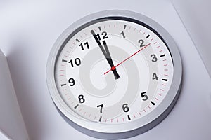 Modern wall clock white clean minimal for office Business time or working hours concept