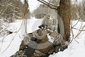 Modern war soldier army Man in multicam camouflage