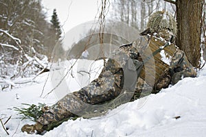 Modern war soldier army Man in multicam camouflage