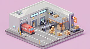 Modern Isometric Warehouse and Delivery Operations