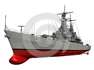 Modern Warship Over White Background