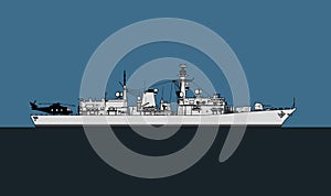 Modern warship. Type 23 duke-class frigate. Royal navy anti-submarine frigate. photo