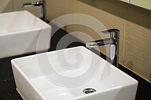 Modern wash basin in the bathroom