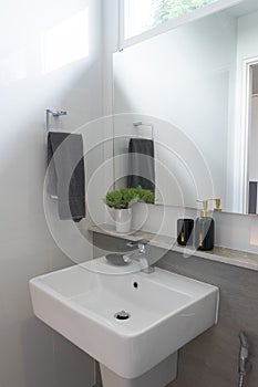 Modern wash basin in the bathroom