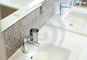 Modern washbasin with chrome faucet