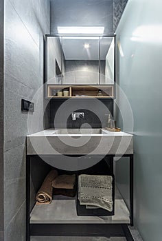 Modern washbasin with chrome faucet